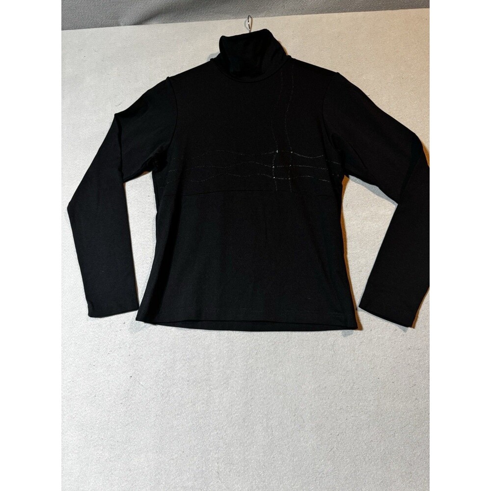 NILS Sportswear Black Rhinestone Mock Neck Baselayer Top - Size M